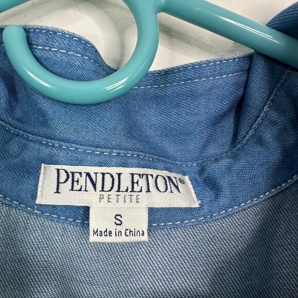 Pendleton Petites Chambray Button Front Blouse - Picture 6 of 9